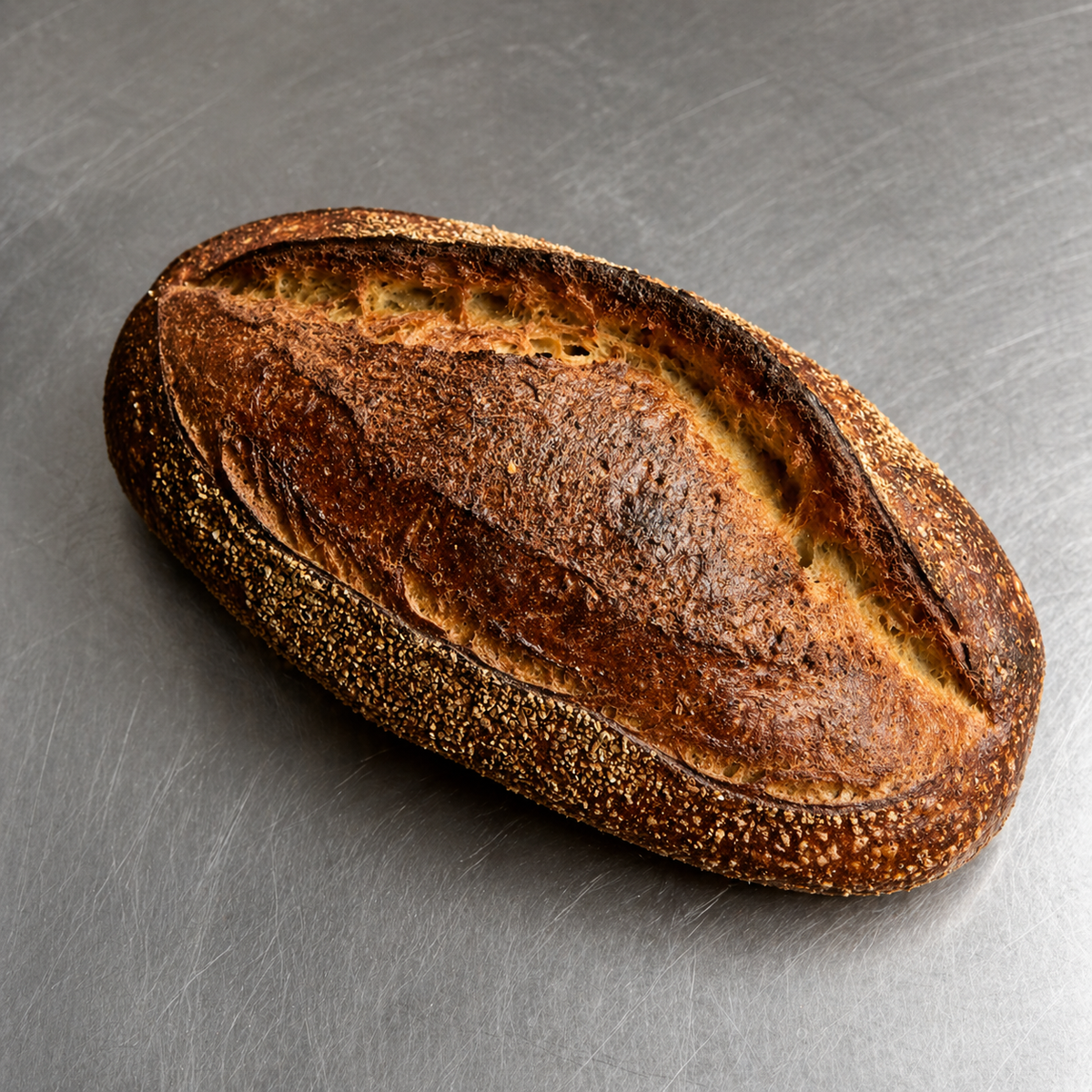 Toscano loaves on the bakery table